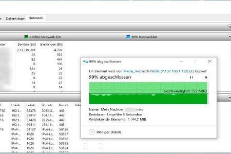 Wir konnten Nettoübertragungsraten von bis zu 227 MB/s zwischen einem Notebook mit Trendnet-TUC-ET2GAdapter und einem Asusto...