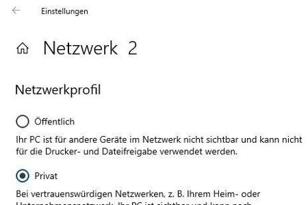 Ein Windows-Rechner lässt sich nur über das Netzwerkprofil „Privat“ mit anderen Heimnetzgeräten verbinden.