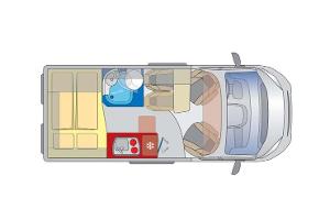 Campingbus mit flexibler Sitzgruppe für 3 oder 4