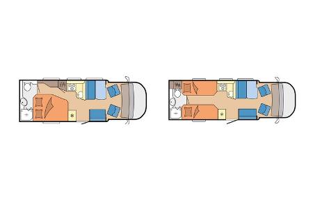 Grundriss Hobby Optima De Luxe T70 F und Hobby Optima De Luxe T70 E 