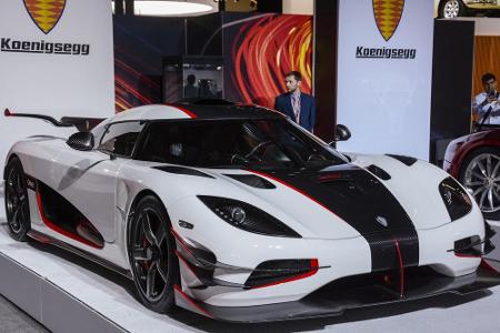 Ebenfalls nur sieben Exemplare gibt es vom Koenigsegg One:1. Das Vorgängermodell des Regera erreicht mit seinem 1360 PS star...
