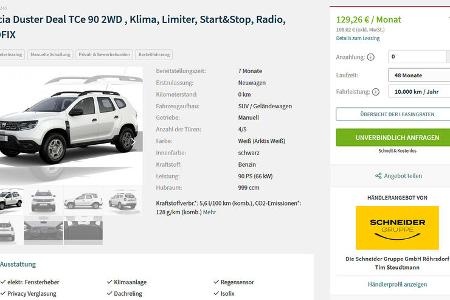 Günstige Leasingangebote für reine Verbrenner, Dacia Duster