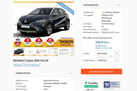 Günstige Leasingangebote für reine Verbrenner, Renault Captur