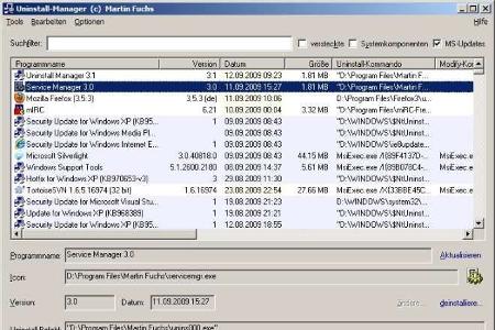 Mit dem Uninstall Manager entfernen Sie alle aktuellen Installationen oder verändern diese in ihrem Umfang.