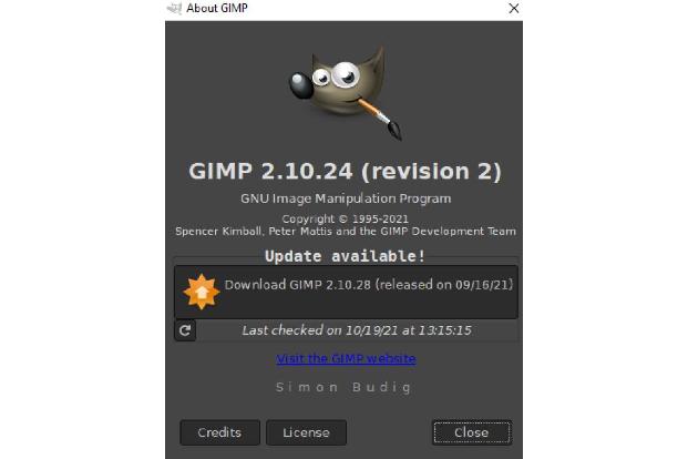 Gimp besitzt zwar keine integrierte Update-Routine, Sie können aber in Gimp nachschauen, ob eine neue Version zum Download bereitsteht.