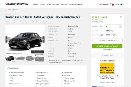 Leasing Angebote sofort verfügbar