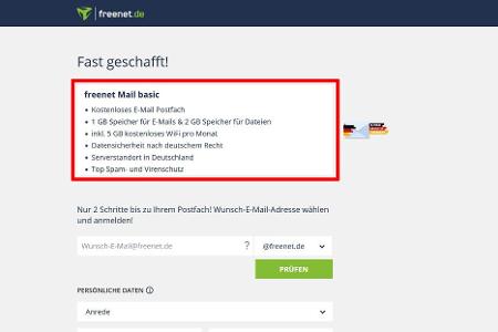 E-Mail-Adresse bei freenet Mail erstellen - Schritt 2