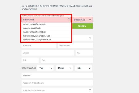 E-Mail-Adresse bei freenet Mail erstellen - Schritt 4
