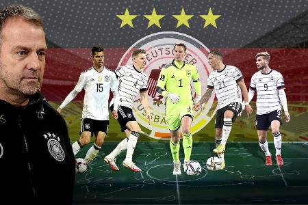 Für Bundestrainer Hansi Flick und das DFB-Team stehen die ersten beiden Testspiele auf dem Weg zur WM in Katar an. Gegen Israel (am 26.3. in Sinsheim) und gegen die Niederlande (am 29.3. in Amsterdam) muss Flick corona- und verletzungsbedingt gleich auf mehreren Positionen improvisieren. Welche Stars haben Startelf-Potenzial? Wer ist hinten dran? Das große DFB-Form-Barometer: Für Bundestrainer Hansi Flick und das DFB-Team stehen die ersten beiden Testspiele auf dem Weg zur WM in Katar an. Gegen Israel (am 26.3. in Sinsheim) und gegen die Niederlande (am 29.3. in Amsterdam) muss Flick corona- und verletzungsbedingt gleich auf mehreren Positionen improvisieren. Welche Stars haben Startelf-Potenzial? Wer ist hinten dran? Das große DFB-Form-Barometer: