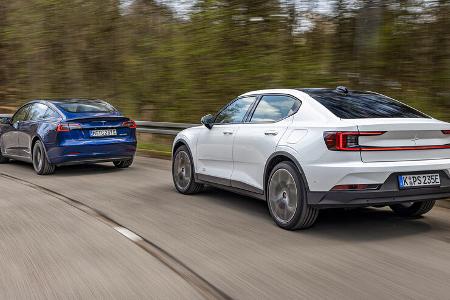 Polestar 2, Tesla Model 3, Exterieur