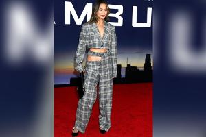 Jamie Chung: Stylisches Karo-Ensemble mit sexy Cut-Outs