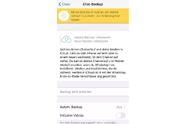 Die Chats in WhatsApp lassen sich in iOS und Android problemlos in der Cloud sichern, um sie auf einem neuen Smartphone wieder herzustellen. Hier das Beispiel auf einem iPhone mit Hilfe der iCloud.