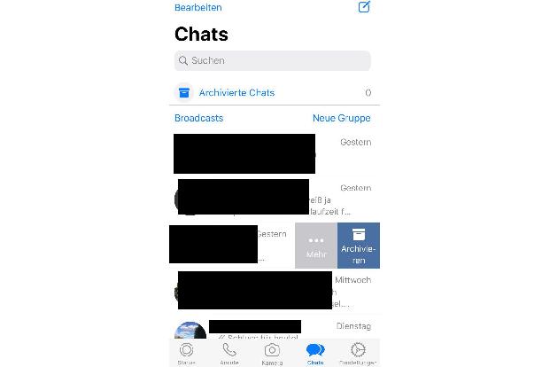 Einen Chat können Sie archivieren. Hier in der iOS-Version.