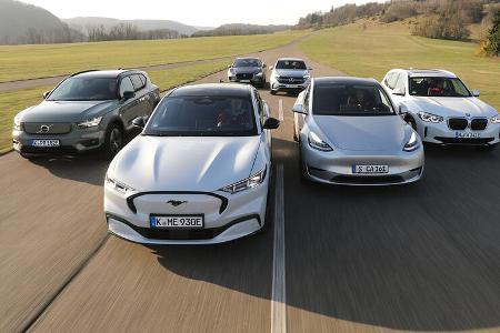 Ford Mustang Mach-E BMW iX3 Tesla Model Y Jaguar i-Pace Volvo XC40 Recharge Mercedes EQC