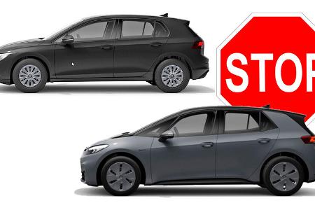 VW ID.3 und Golf Basismodelle Stopp