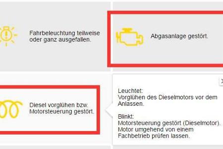 Nicht so gern gesehene Gäste: Diese beiden Warnleuchten kommen bei VW-Dieselfahrern gerne gemeinsam zu Besuch.