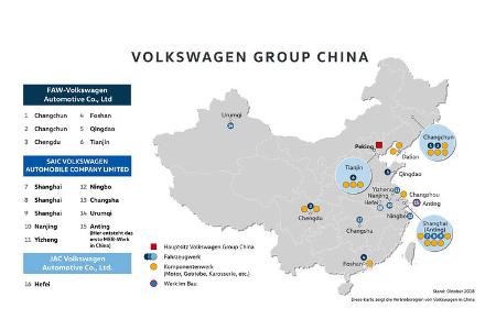 VW Überblick über alle Werke in China
