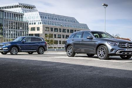 BMW X3 xDrive 30e, Mercedes GLC 300e, Exterieur