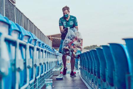 Sebastian Vettel - Müllsammeln / Recycling - GP England 2021