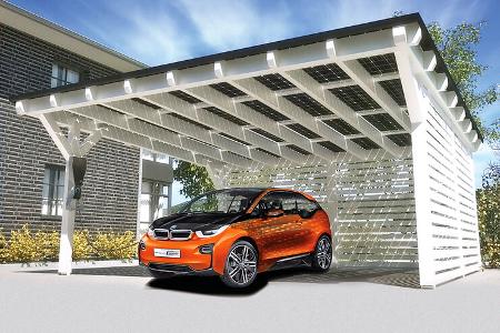 BMW i3, Carport, Solarpaneele
