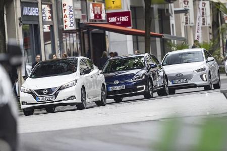 Hyundai Ioniq Elektro, Nissan Leaf, VW e-Golf, Exterieur