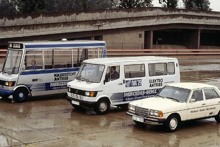 Alternative Antriebe Mercedes-Benz Citybus Wasserstoff Elektro-Transporter W123 Methanol