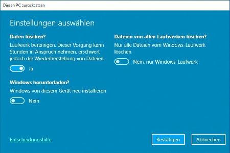 Wenn Sie das Windows-Systemlaufwerk sicher löschen möchten, setzen Sie Ihren Computer auf die Werkseinstellungen zurück.
