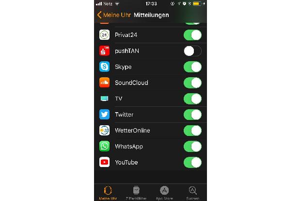 Die Watch-App ist eine Steuerungszentrale für alle Mitteilungen, wie auf der Apple Watch ankommen sollen.