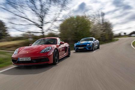 Ford Mustang Coupé V8 Mach 1, Porsche 718 Cayman GTS 4.0