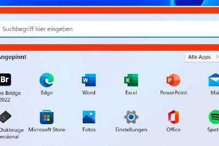 Die neue Suchleiste befindet sich im Startmenü oben.
