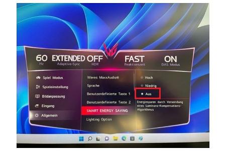 Stromsparmodi des Bildschirms und von Windows können in Konflikt geraten. Wenn Sie das Energy Saving des Monitors im OSD (Onscreen-Display) abschalten, übernimmt allein das Betriebssystem das Kommando und weckt den Schirm auf.