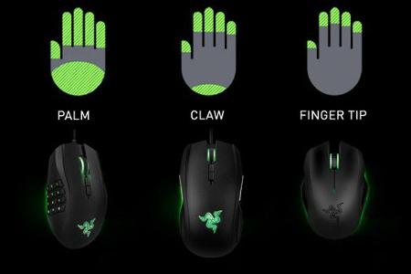 Veranschaulicht von Razer: Die verschiedenen Grip-Styles, also Bedienweisen der Maus.