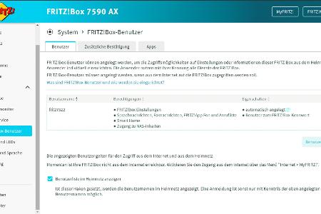 Den Benutzer „fritz7522“ hat die Fritzbox automatisch angelegt. Er gehört zum Kennwort, das den Zugang zum Routermenü ermöglicht.