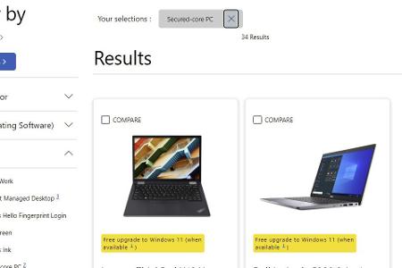 Auf der Microsoft-Website findet sich eine Liste mit Notebooks, welche die Anforderungen an einen Securedcore PC erfüllen.