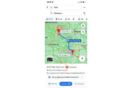 Google Maps Spritspar-Route