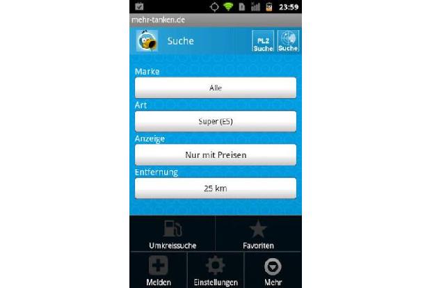 Die App mehr-tanken zeigt Ihnen die günstigsten Tankstellen in Ihrer unmittelbaren Umgebung übersichtlich aufgelistet an.