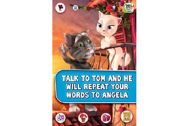 Die App „Tom liebt Angela“ gehört zur Serie der „Talking Friend“-Apps. Hier kann Tom aber nicht nur die Worte des Nutzers na...