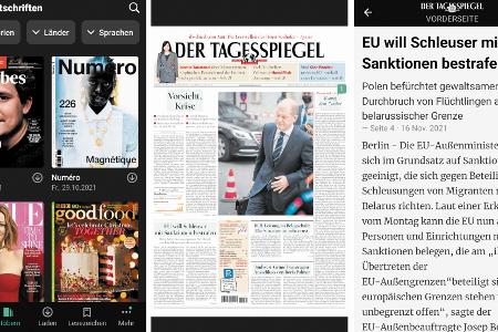 Die Pressreader-App bietet über einen Bibliotheksausweis Zugriff auf Zeitschriften und Zeitungen. Das Lesen funktioniert auch auf dem Smartphone gut.