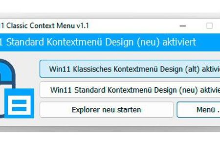 Mit dem One-Klick-Tool Windows 11 Classic Context Menu wechseln Sie schnell alte und neue Bedienung und Design des Windows-Explorers unter Windows 11.
