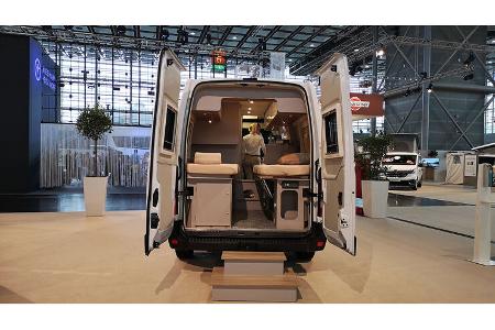 Bürstner Delfin C621 Limited Campingbus Stauraum unter Doppelbett