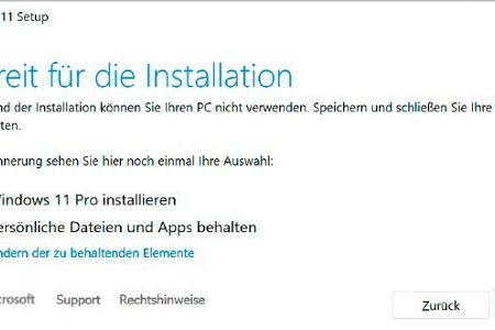 Beim In-place-Upgrade wird das System wie bei einer Aktualisierung vom laufenden Windows aus installiert.