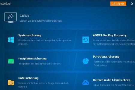 Aomei Backupper Standard sichert Partitionen und Festplatten sowie einzelne Ordner. Die Sync-Funktion eignet sich für regelmäßige Backups.