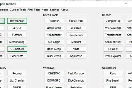 Windows Repair Toolbox ermöglicht den Download und den Start zahlreicher Programme zur genauen Analyse von PC-Hardware wie CPU, GPU und Laufwerken.