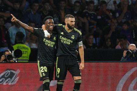 Platz 4: Real Madrid - Der CL-Gewinner der Vorsaison ist mit fünf Siegen aus fünf Spielen perfekt gestartet. Zuletzt kam das Team von Carlo Ancelotti in der Liga aber nicht über ein 1:1 gegen CA Osasuna hinaus. Abzuwarten bleibt, ob das erfahrene, aber gealterte Team der Königlichen international dauerhaft zu Höchstleistungen fähig ist. Gegen Celtic (3:0) und Leipzig (2:0) ließ die Mannschaft jedoch keinerlei Zweifel aufkommen.