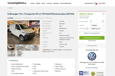 VW Leasing Angebote, VW T6.1 Transporter