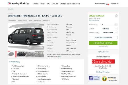 VW Leasing Angebote, VW T7 Multivan