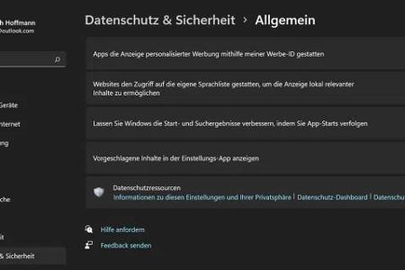 Die Datenschutz-Einstellungen im Bereich „Allgemein“