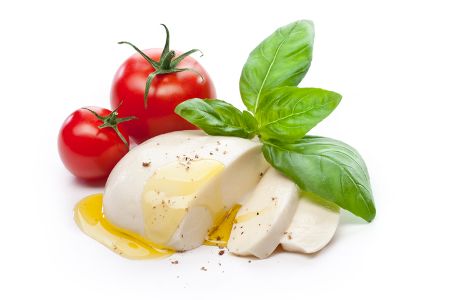Überbackene Tomate mit Mozzarella