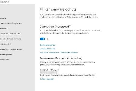 Windows Sicherheitseinstellungen: Ransomware-Schutz