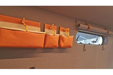 Stautaschen, Orange, Filzwand, Camper, Campingbus, Fenster